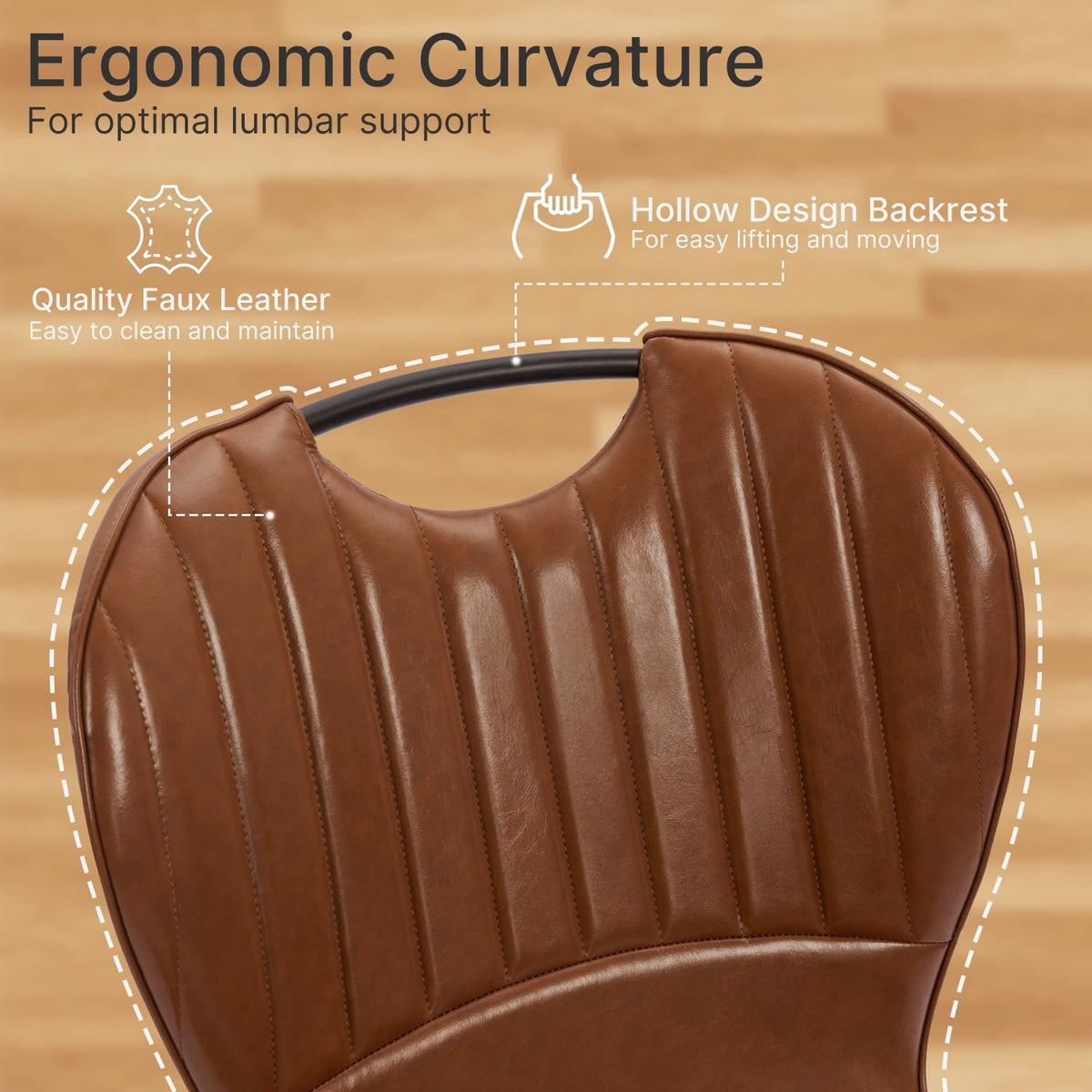 Dining Room Chairs Set of 4, Modern Kitchen Room Sets for Dinner, Comfortable Dining Chair with Metal Legs, Ergonomic Backrest, Minimalist Faux Leather Funiture Used for Home Kitchen, Resturant, Brown