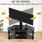 TAVR Furniture Swivel Floor TV Stand for 32-70 Inch TVs - Universal Height Adjustable TV Floor Stand with Shelves Perfect for Bedroom and Corner, TV Mount Stand VESA 600x400mm Holds up to 88lbs, Black