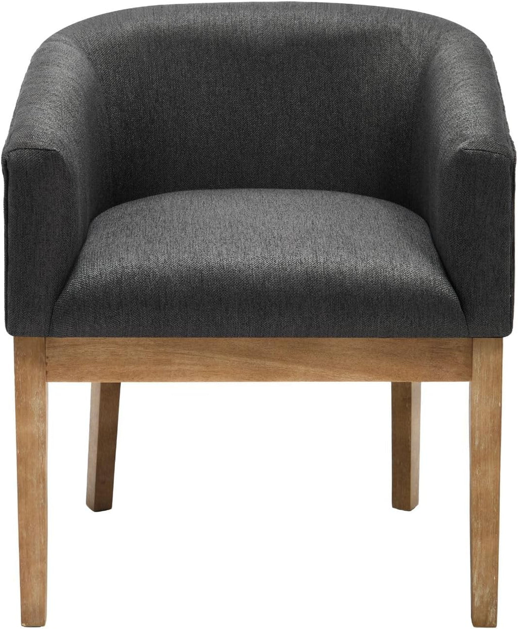 Linen Dining Chairs Set of 4, Barrel Farmhouse Kitchen Chairs with Arms, Upholstered Side Chair with Solid Wood Legs for Dining Room, Bedroom,Gray