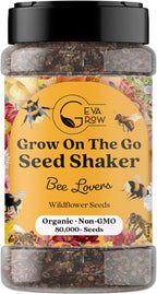 Mini Wildflower Seed Shaker - Save The Bees Seed Mix, by GevaGrow | 80,000+ Seeds | Pollinator & Bee Attracting Flower Seeds Bulk for Planting in Pots & Outdoor Gardens | 2 Ounce