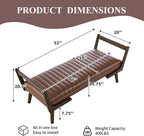 52" Rectangle Ottoman Bench, PU Leather Upholstered Dining Table Bench with Tufted Design, Mid Century Entryway Shoe Bench with Walnut Stain Finish, Long Footstool for Bedroom (Cognac)