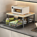 Kitchen Countertop Storage Rack with Drawers | Multi-Functional Countertop Shelf, Open Access for Easy Fetching, Simple Assembly & Effortless Wiping Clean(white)