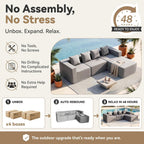 Daneey Outdoor Sectional Sofa Ottoman, Dark Gray | 1 Pillow Included