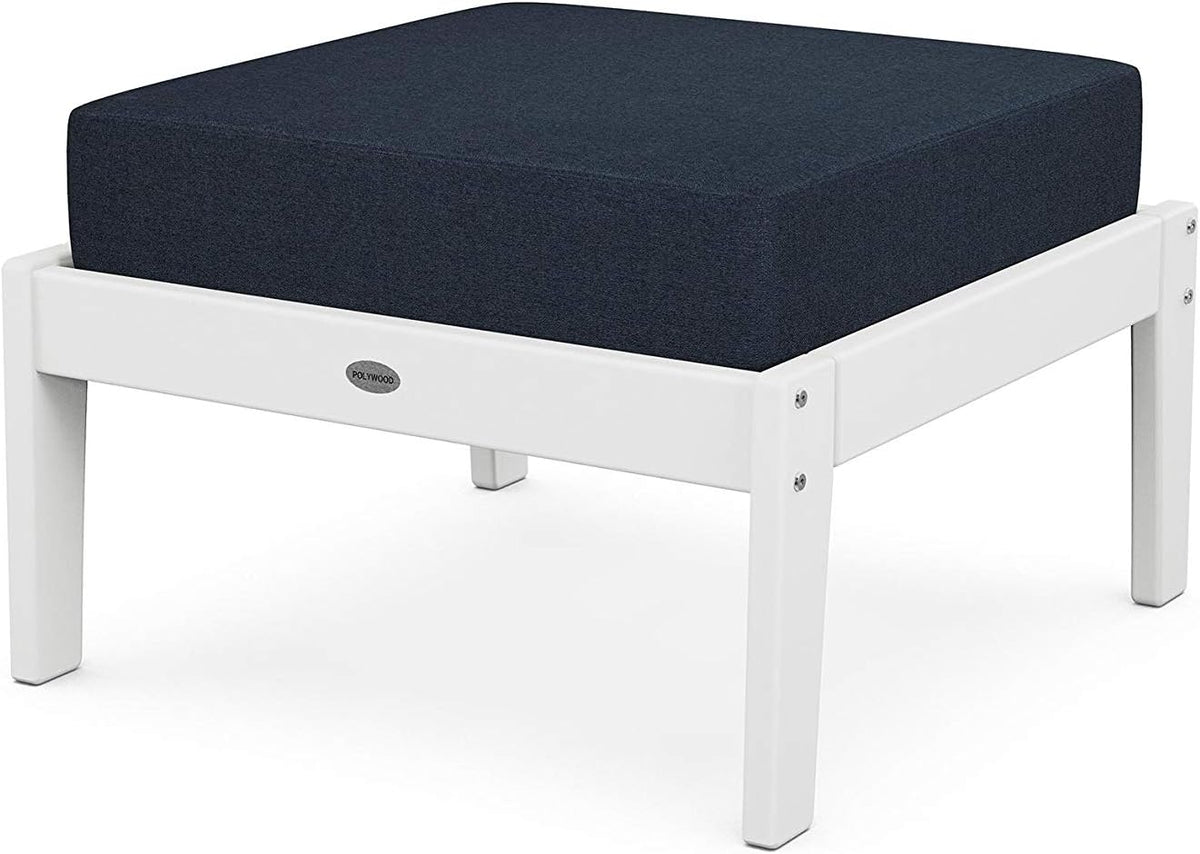 Deep Seating Ottoman (White/Marine Indigo)