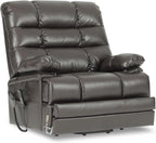 DYNOX 500 LBS Power Lift Recliner Chair for Big & Tall Seniors, Extra Large 3-Motor Lay Flat Chair with Heat, Massage & Extended Footrest,Breathable Faux Leather, Gray, 9505L