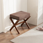 BAMBOOHOMIE Foldable Foot Stool Ottoman, Modern Foot Rest with Bamboo X Legs & Thick Foam Cushion, Folding Foot Stools Small Padded for Bedroom Living Room, Footstool for Chair Couch (Brown - Brown)