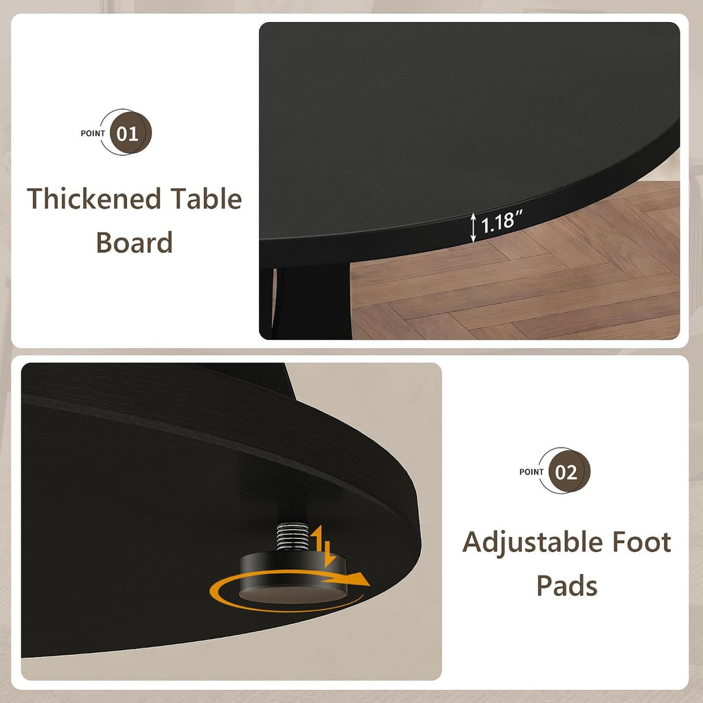 Einhomn 43-59" Extendable Round Dining Table, Kitchen Table for 4-8, Farmhouse Circle Dining Room Table with Removable Leaves,Hidden Storage, Space Saving Wood Kitchen & Dining Room Furniture, Black