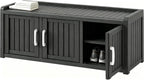 Outdoor Shoe Bench, Waterproof UV-Resistant Indoor Resin Shoe Cabinet, Entryway Shoe Storage with 3 Doors, Living Room, Bedroom, Black (3 Door)