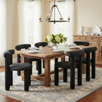 DUOMAY Modern Black Boucle Dining Chairs Set of 4, Sherpa Upholstered Kitchen Chairs Armless Barrel Back Dining Chair, Living Dining Room Chairs, Reception