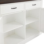 Crosley Furniture Clifton Kitchen Island with Storage Drawers and Shelves, Microwave Stand, Coffee Bar, Distressed White/Black
