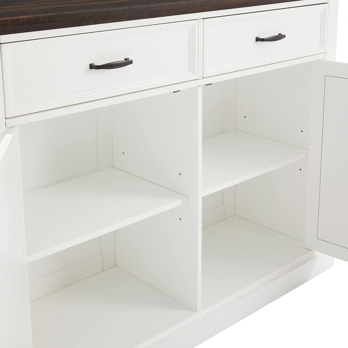 Crosley Furniture Clifton Kitchen Island with Storage Drawers and Shelves, Microwave Stand, Coffee Bar, Distressed White/Black