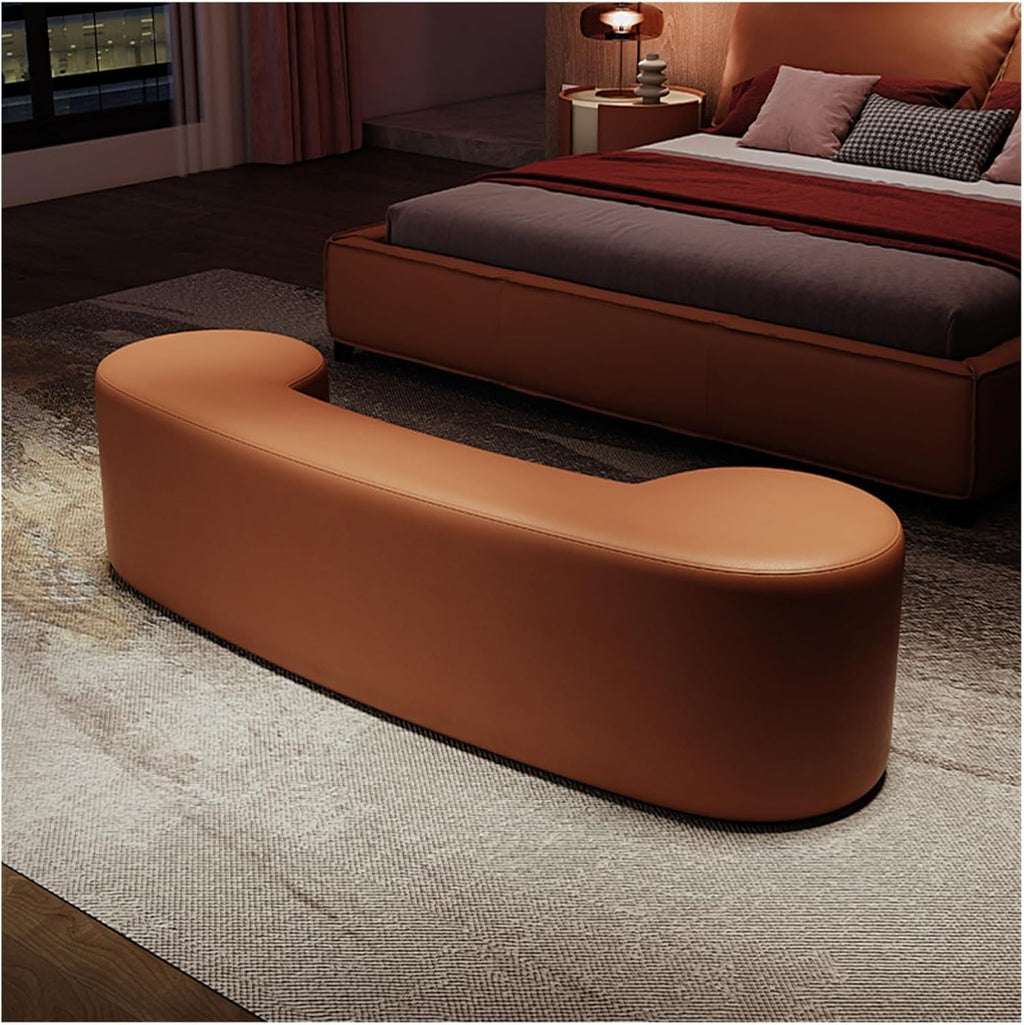 Modern Faux Leather Bench, Creativity Bedroom Benches Footrest Stool, for End of Bed, Indoor for Entryway Living Room Entryway(Brown,180 * 50 * 40cm)