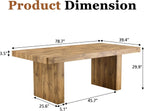 gopop Rustic Modern 79" Rectangular Dining Table, Solid Wood Farmhouse Kitchen Table with Sturdy Legs, Wooden Dining Room Table for 6–10 People