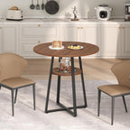 MAHANCRIS 31.5" Round Dining Table for 2-4, Farmhouse Kitchen Table with Storage Shelf, Small Circle Dining Table Space Saving, for Dining Room, Kitchen, Living Room, Walnut and Black DTHZ8201