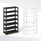 Furinno Turn-S-Tube 4-Tier Multipurpose Standing Shelves, Espresso/Black, Set of 2