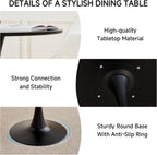 23.6" Small Round Dining Table for 2 4, [Sturdy Metal Tulip Base] Black Modern Circle Kitchen Table, Space Saving, for Dining Room Apartment Office