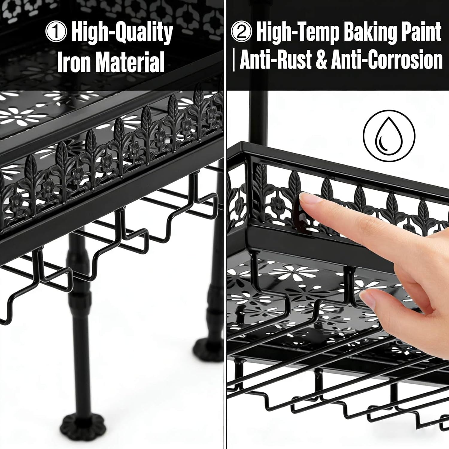 Hanging Wine Rack with Glass Holder and Shelf,Adjustable Metal Ceiling Mount Bar Wine Glass Rack,Industrial Wall Mounted for Bar Kitchen Cafe