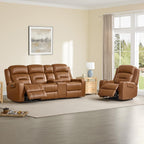 Watson & Whitely Genuine Leather Lay Flat Power Recliner Chair, Saddle