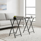 Folding TV Tray Table, Set of 2 Small Table, TV Dinner Table, Snack Tray Table Set, Portable Foldable Desk, Sofa Side Table, TV Tray Table for Couch, Living Room, Small Space