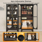 PAOFIN 71" H Locking Display Cabinet with Glass Door, Metal Curio Cabinets with 4 Adjustable Shelves, Tall Liquor Cabinet Display Case for Living Room, Collectibles, Home - Assembly Required Black