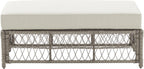 Crosley Furniture Thatcher Wicker Coffee Table and Ottoman Foot Rest for Porch, Deck, Backyard, Driftwood with Creme Cushions