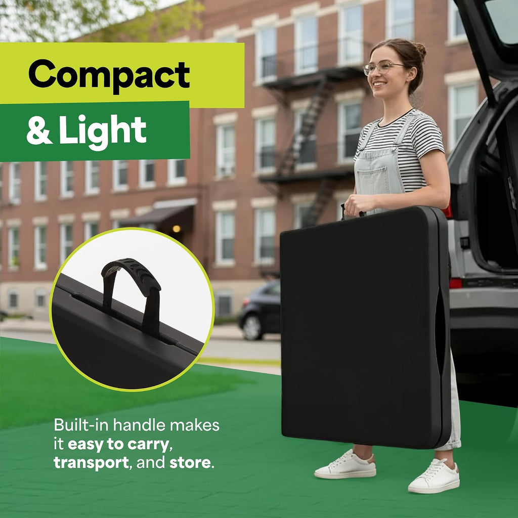 EconoHome Black 6ft Folding Table with Handle | Heavy-Duty Foldable Table | Portable Table for Indoor & Outdoor Use | Perfect for Events, Camping, Parties, Dining & More