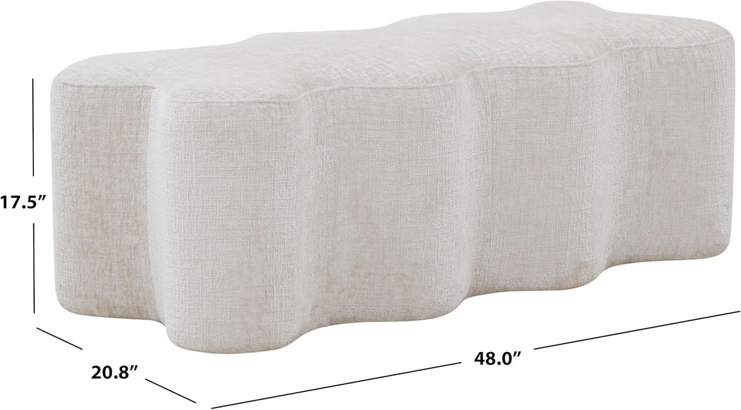 SAFAVIEH Couture Collection Jacqualessa Cream Chenille Bench (Fully Assembled)