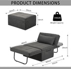 BIGSYY Sofa Bed, Set of 4 in 1 Multi-Function Folding Ottoman Breathable Linen Couch Bed with Adjustable Backrest Modern Convertible Chair for Living Room Apartment Office, Dark Grey