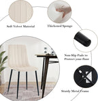 5 Piece Circle Dining Table Set for 6, 47 Inch Wood Dining Table & Cream Velvet Upholstered Chairs with Sturdy Black Metal Legs, Round Kitchen Table Set for Kitchen Dining Room, Living Room
