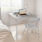 Folding Card Table, 34 Inch Square Folding Table, PU Padded Tabletop with Collapsible Legs, Sturdy Steel Frame, Portable Square Game Table for Home, Parties, Picnics, Games ( Table only) (Grey)