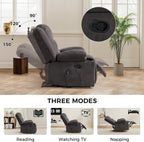 HAOMARKETS Classic Manual Recliners with Massage and Heat for Adults, Breathable Fabric Recliner Chair with 2 Cup Holders & Side Pockets, Overstuffed Heavy Duty Reclining Sofa for Living Room, Grey