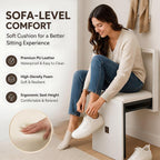 Wall Mount Folding Shoe Stool for Mudroom, Invisible Hideaway Entryway Bench with Soft Leather Seat, 7cm Ultra Thin Hanging Chair for Hallway and Small Spaces, Walnut(Black)