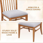 Wood Dining Chairs Set of 2, Upholstered Farmhouse Dining Room Chair, Chenille Armless Side Chair with Solid Rubberwood Legs, Rustic Wooden Kitchen Chair for Kitchen/Living Room, Grey