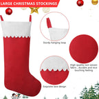 2 Pack Jumbo Felt Christmas Stockings, 38 Inches Large Red and White Felt Christmas Stockings for Xmas Tree Fireplace Hanging Decor and Holiday Party Family Home Decorations