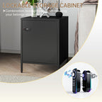 Steehoom Metal Lockable Nightstand, Single Door Locker Metal End Table Small Bedside Storage Cabinet for Living Room, Bedroom, Dorm, 21.26”H X 15.75”W X 15.75”D (1 Door, Black)
