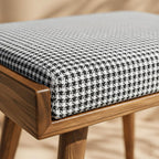 Ultimate Premium Products Walnut Ottoman Stool for Living Room | Upholstered in Crowbar Pattern Fabric | Versatile as a Piano Bench | Ideal Bedroom Bench | Functional Footstool Bench