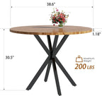 DKLGG Walnut Round Dining Table, Mid-Century Modern Round Dining Table for 4-6 Person, 39" Coffee Table with Metal Black Legs for Cafe/Bar Kitchen Dining Office, Save Space (Only Table)