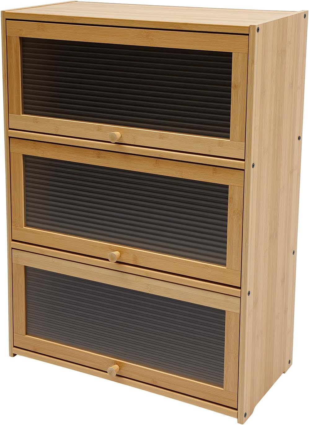 3-Tier Kitchen Storage Cabinet, Countertop Pantry Sideboard with Clear Flip-Up Door Tabletop Storage Cabinet with Large Capacity for Home Kitchen Dining Room Study Room Living Room