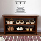 XKZG Shoe Rack Bench Wooden Shoe Storage Bench Rustic Solid Wood Entryway Bench (Brown,31.5")
