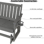 Poly Lumber Patio Glider, HIPS Material Weather-Resistant Swing Bench for Outdoor Porch Garden, Gray