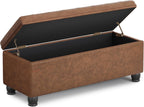 SONGMICS Storage Ottoman, 46.5 Inches Long Bed End Stool, Solid Wood Legs | Buttons Decoration, Non-Slip Foot Pads, 330.7 lb Load Capacity, Coffee Brown, MACEO Collection ULOM071K01