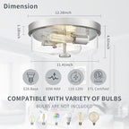 Brushed Nickel Flush Mount Ceiling Light, 2-Light Hallway Light Fixtures, Modern Farmhouse Farmhouse Ceiling Light Clear Glass for Kitchen Porch Entryway Indoor Outdoor