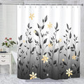 Eucalyptus Shower Curtain, Ombre Floral Leaves Plant Washable Fabric Bath Decor with 12 Hooks 72x72 inches, Black