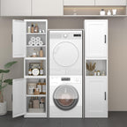67" Tall Narrow Bathroom Storage Cabinet, Slim Metal Cabinet with Doors and Adjustable Shelves, Freestanding Pantry Organizer for Small Spaces, Bathroom, Kitchen, Laundry Room, Living Room, White