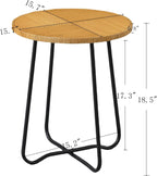 Boho Rattan Round Small End Tables for Small Spaces 16 X 19 Inch, Handmade Farmhouse Decorative Side Table Living Room Bedroom Balcony, Mini Coffee Table for Couch