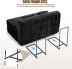 59" Convertible Sofa Bed with High Backrest & Washable Cover, Compression Couch in a Box, Sectional Loveseat Floor Sleeper Sofa for Bedroom, Living Room, BlackFleece