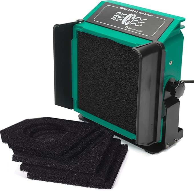 YIHUA 948DQ-I Solder Fume Extractor Fan Solder Smoke Absorber Remover Tiltable Angle with 8 Extra Fan Filters for Soldering Wood Burning and more