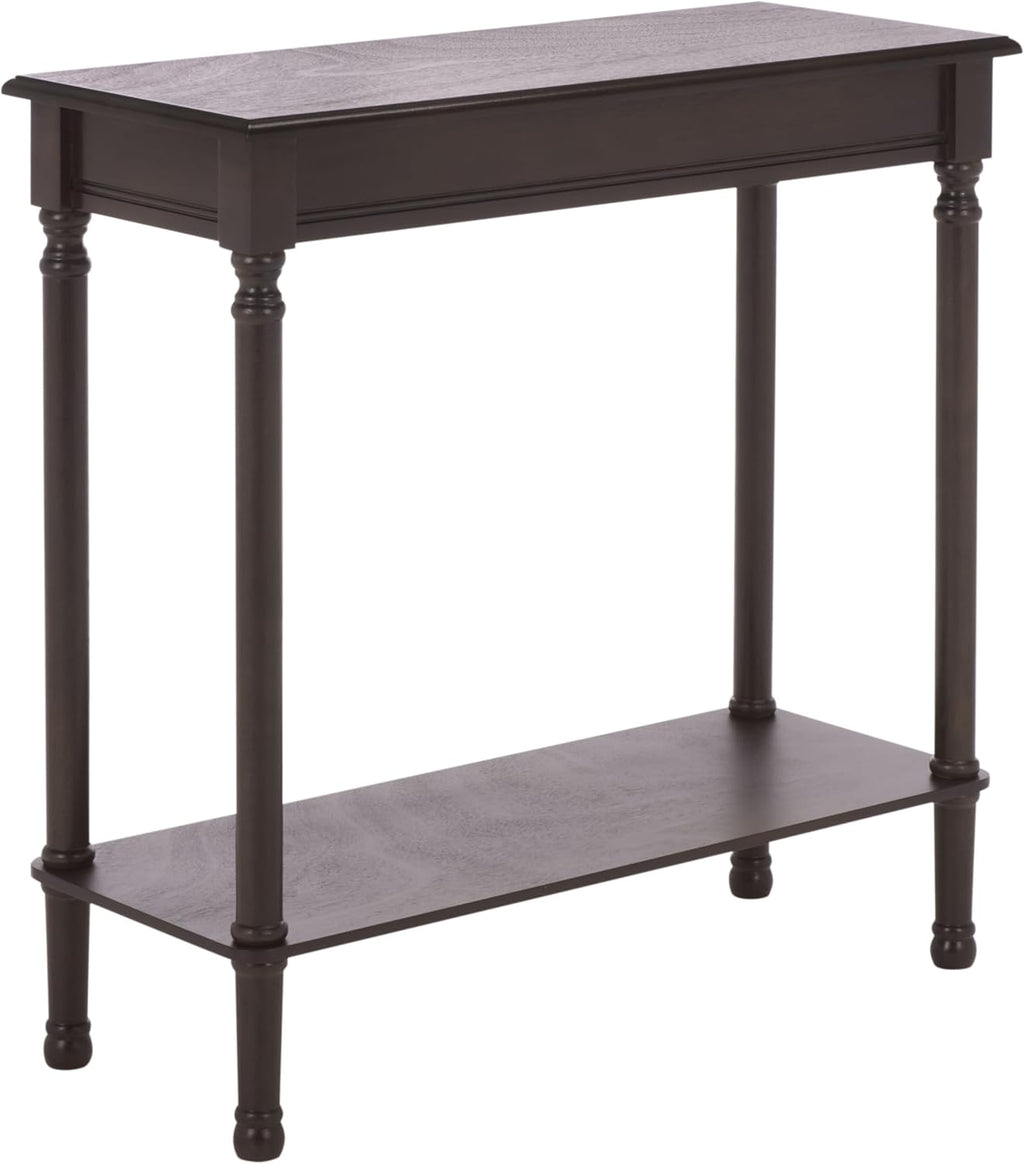 SAFAVIEH Furniture - Tinsley Rectangle Console Table - Dark Chocolate - Solid Wood - Farmhouse Turned-Leg Design - Ideal for Entryway, Living Room, Hallway, 28" W x 11.75" D x 28" H (CNS5724D)