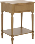 SAFAVIEH Home Collection – Haven Desert Brown Accent Table with Drawer & Shelf, Scalloped Apron Detail, Traditional Side Nightstand (ACC5724C)