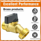 garden hose bibb, npt 1/2 thread inlet 1 inch O.D. thread outlet outdoor spigot, brass shut off valve for water pipe draining rain barrel bucket ibc tank. (2 pcs)